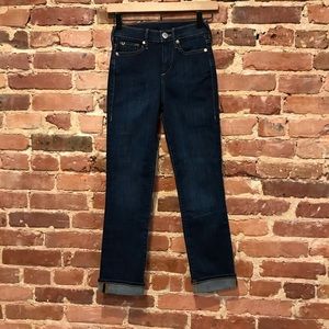 True Religion Cora High Rise Straight Crop Cropped Cuff Jeans Size 23 Dark Wash